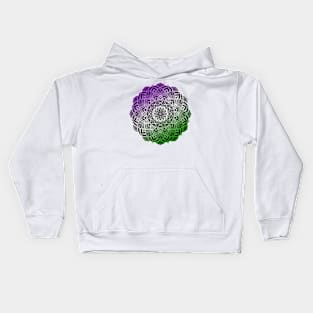 Genderqueer Pride Striped Mandala Kids Hoodie